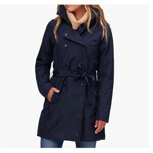 Helly Hansen Welsey Trench Coat Women's M Navy Blue Waterproof Raincoat Jacket
